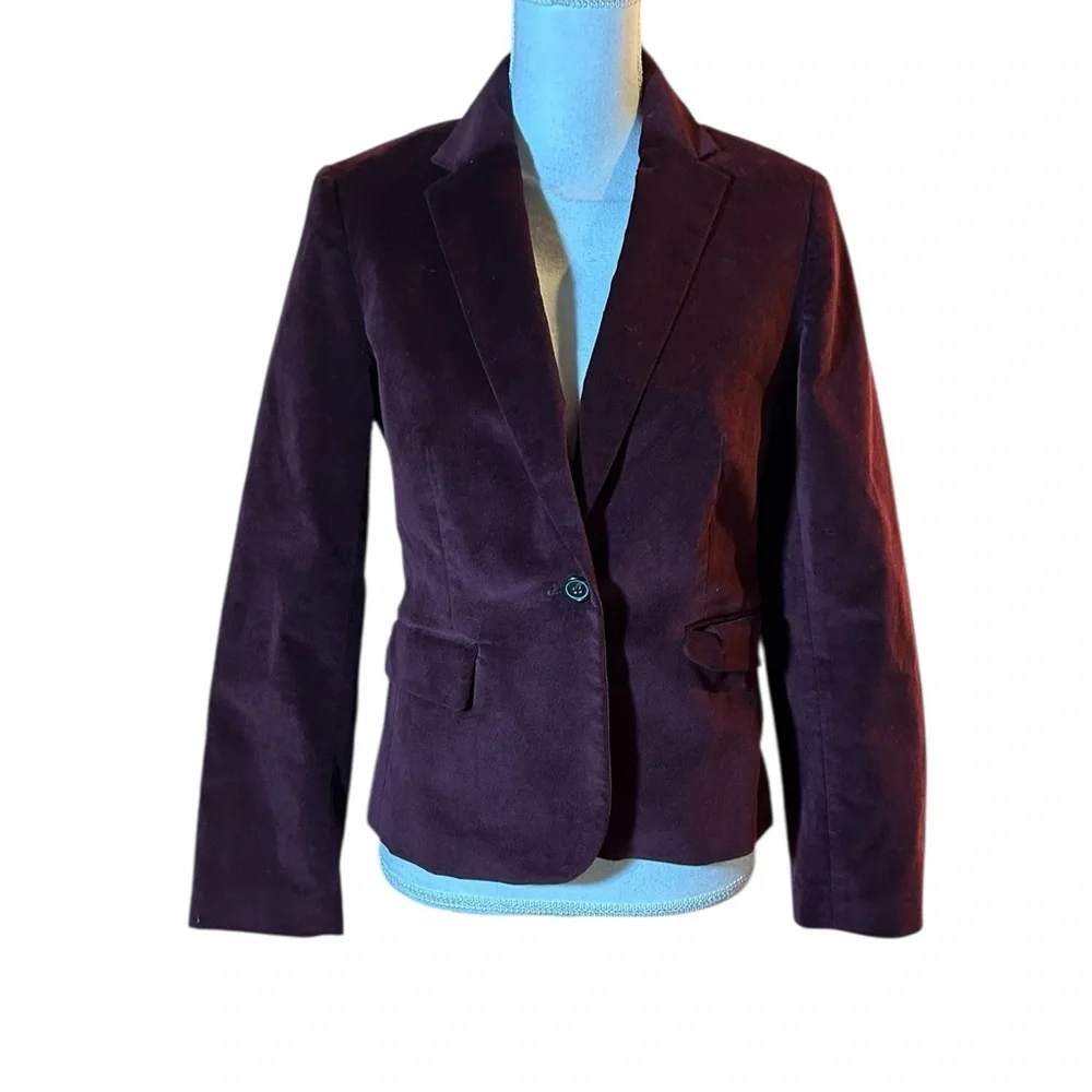 Banana Republic Velvet Blazer Deep Burgundy with Elbow Patches 🆕 - Picture 3 of 11